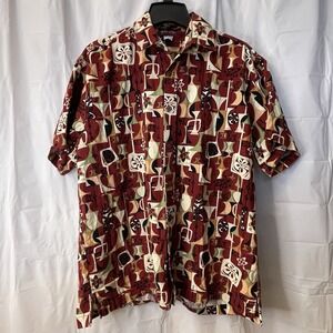 High Seas Trading Co Vintage USA Men's AOP Atomic Mid Century Shirt Sz M